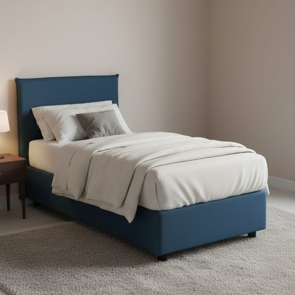 Lit simple en tissu bleu 80x190 cm - Maisons du Monde