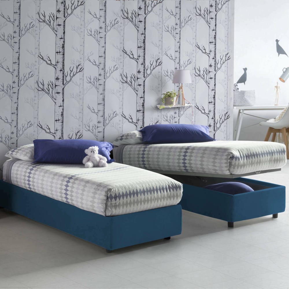 Lit simple en tissu bleu 80x190 cm - Maisons du Monde