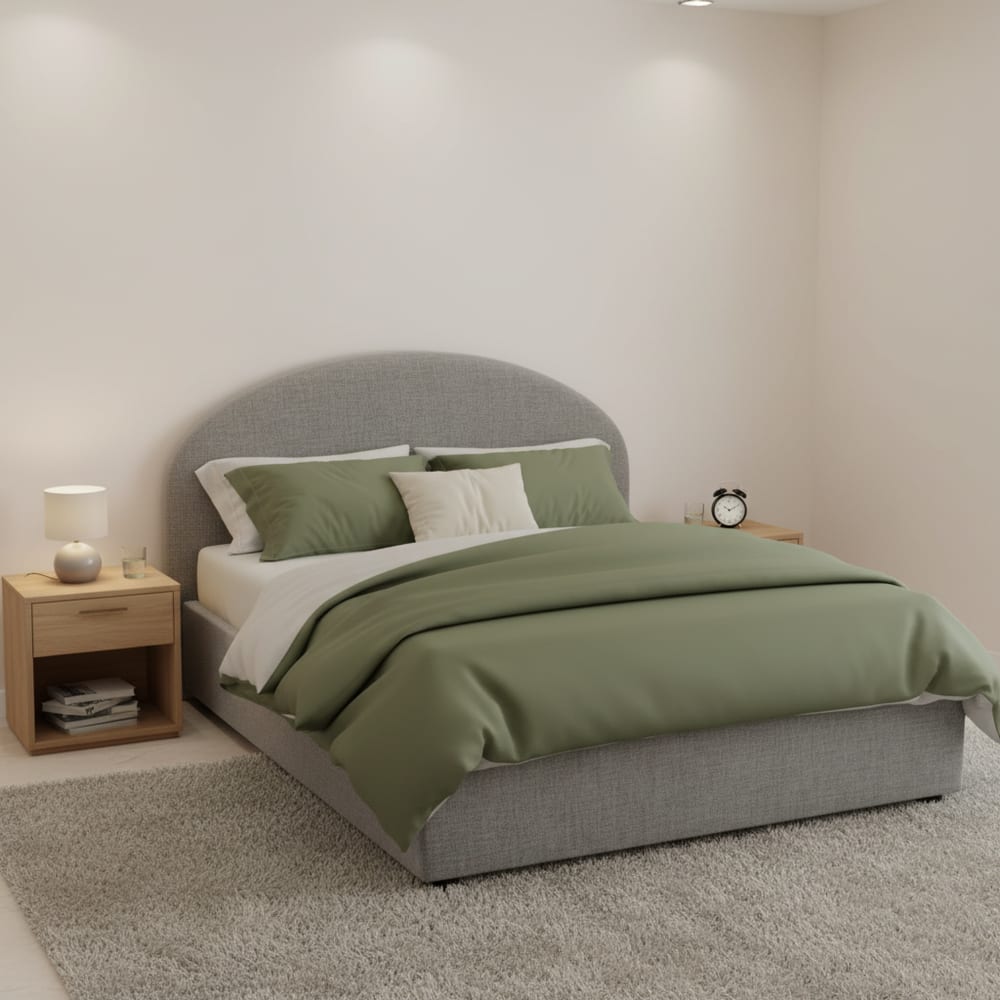Queensize-Bett aus grauem Stoff, 120 x 190 cm - Maisons Du Monde