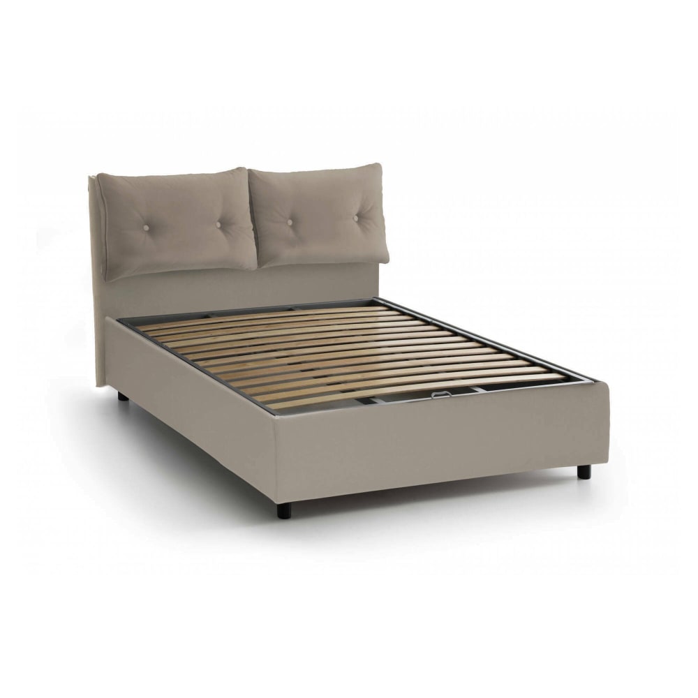 Lit double en similcuir tourterelle 160x200 cm