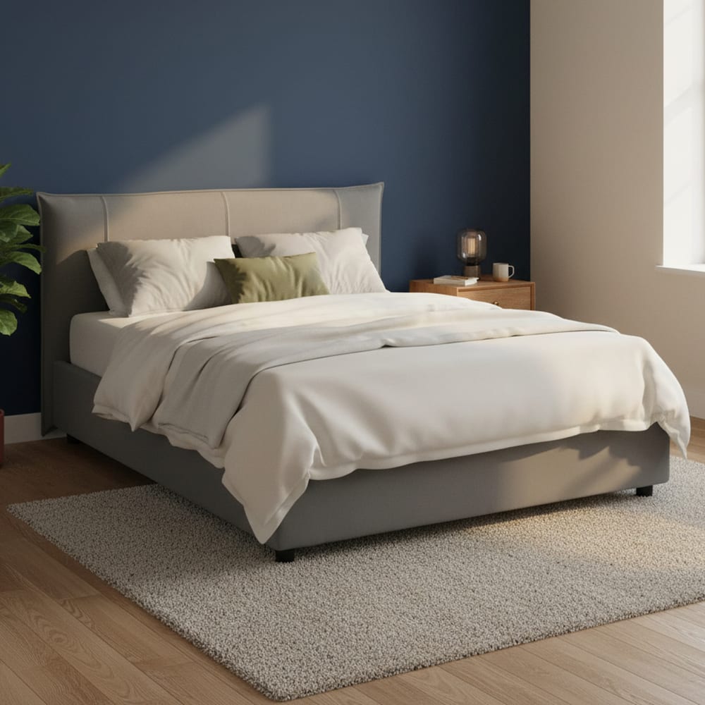 Lit double en tissu gris 160x190 cm - Maisons du Monde