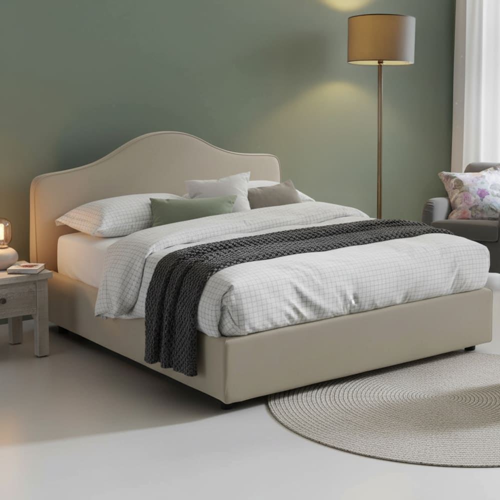 Doppelbett aus taubengrauem Stoff 160x200 cm - Maisons Du Monde