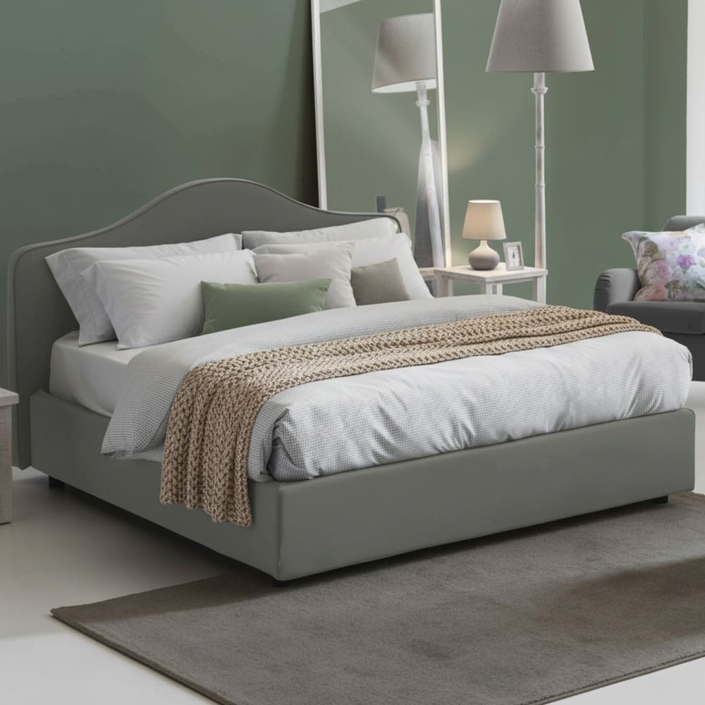 Lit double en tissu gris 160x190 cm - Maisons du Monde