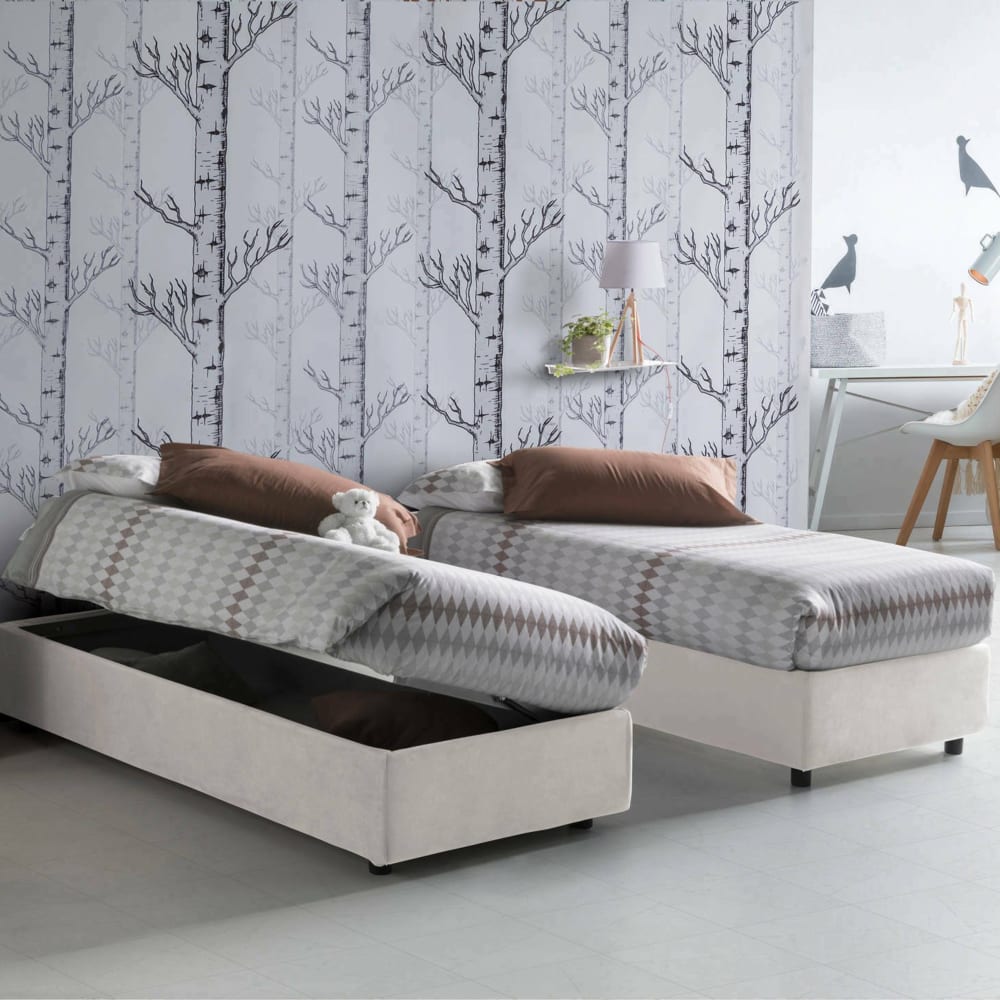 Lit simple en tissu blanc 80x190 cm - Maisons du Monde