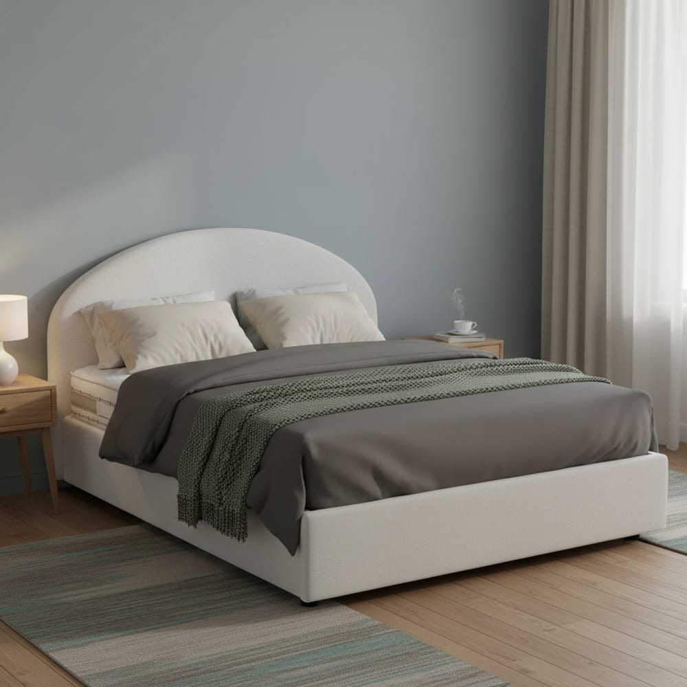 Queensize-Bett aus weißem Kunstleder, 120 x 190 cm - Maisons Du