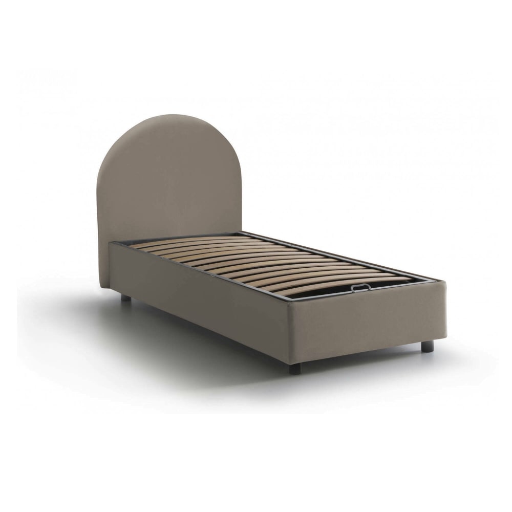 Lit simple en tissu tourterelle