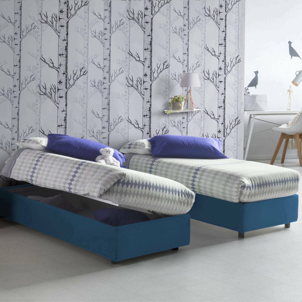 Lit simple en tissu bleu 80x190 cm - Maisons du Monde