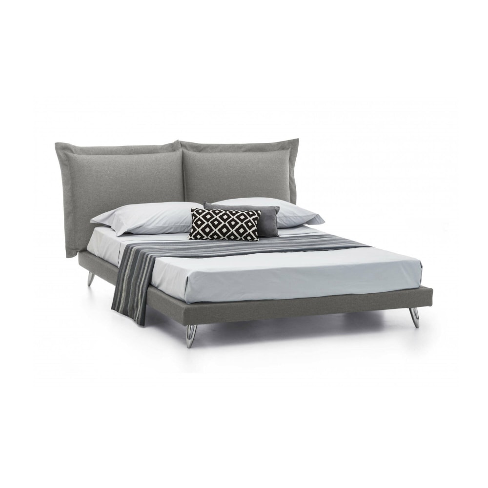 Lit double en tissu gris 160x190 cm