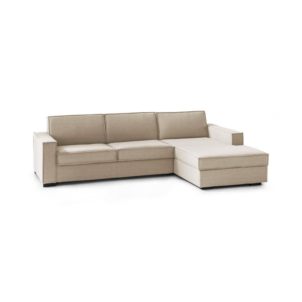 Canapé d'angle convertible en tissu beige 280x95h90 cm