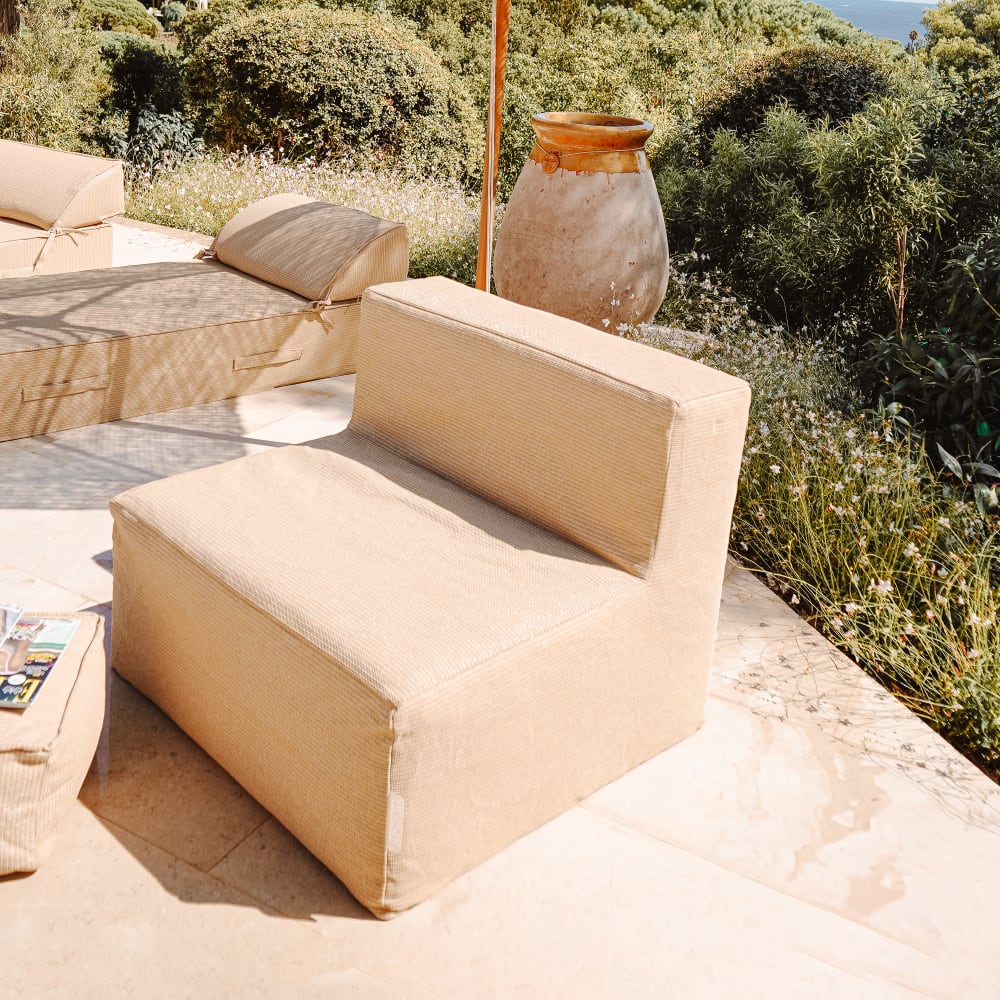 Chauffeuse extérieur déhoussable modulable en tissu effet raphia - Maisons du Monde