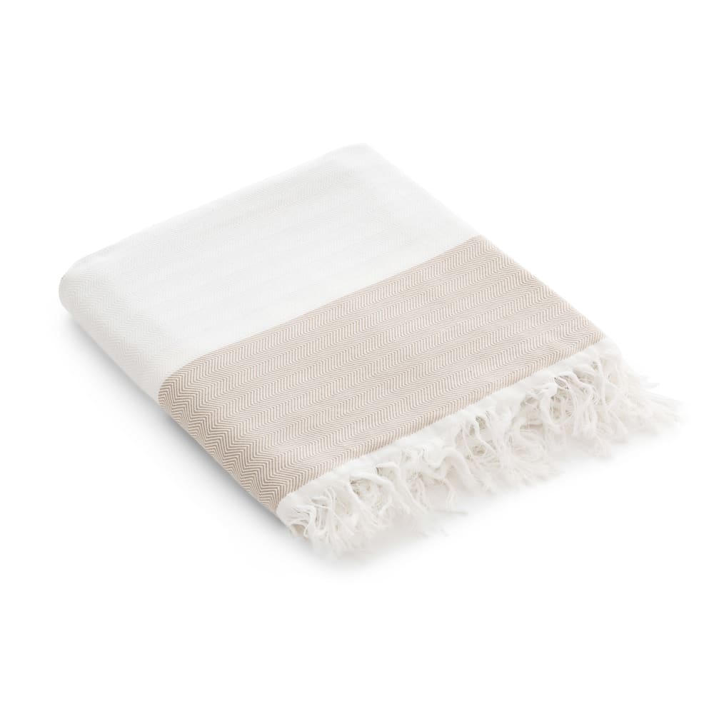 Serviette de plage en coton avec franges à rayures 190x180cm