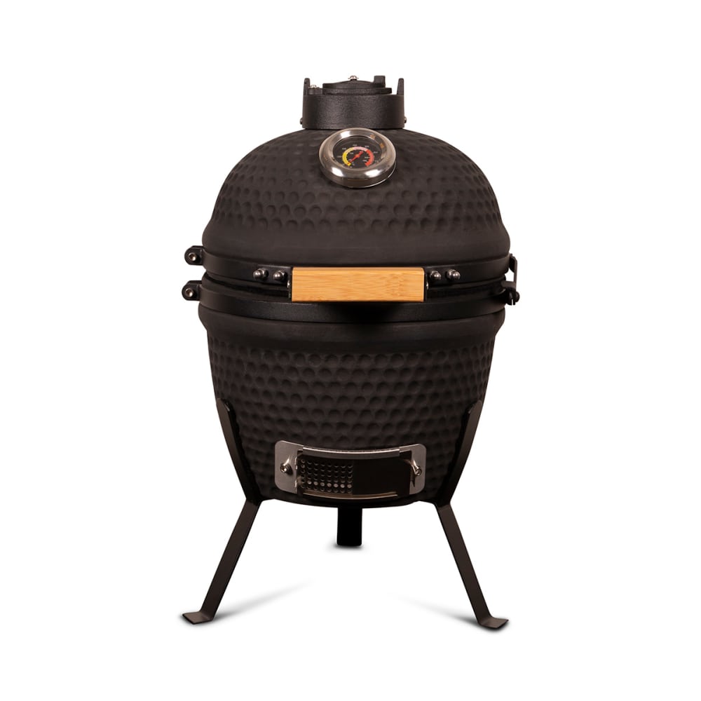 Kamado barbecue en céramique noire mat, mini 28 cm Ø grill