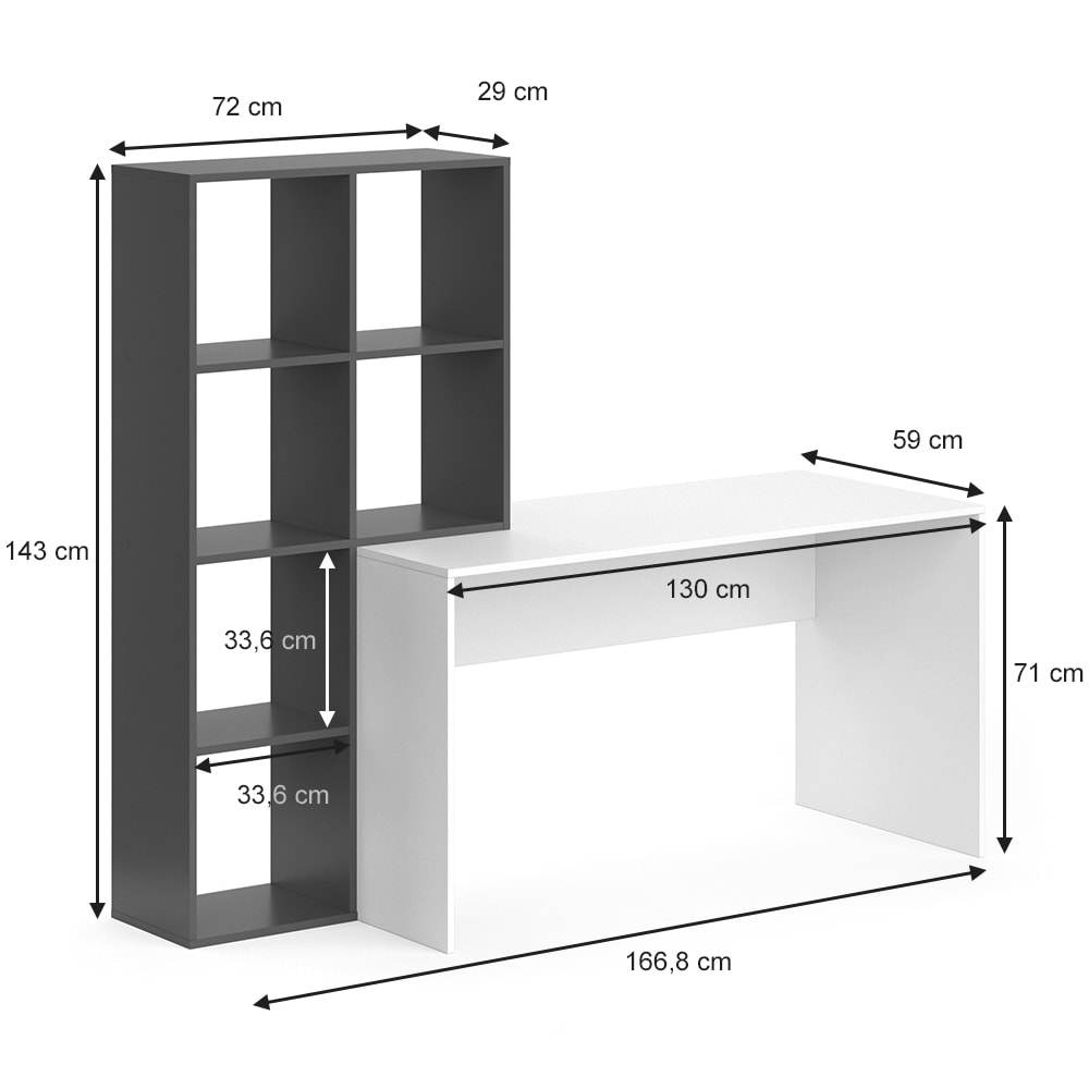 Bureau , blanc/anthracite 166.8 x 143cm - Maisons du Monde