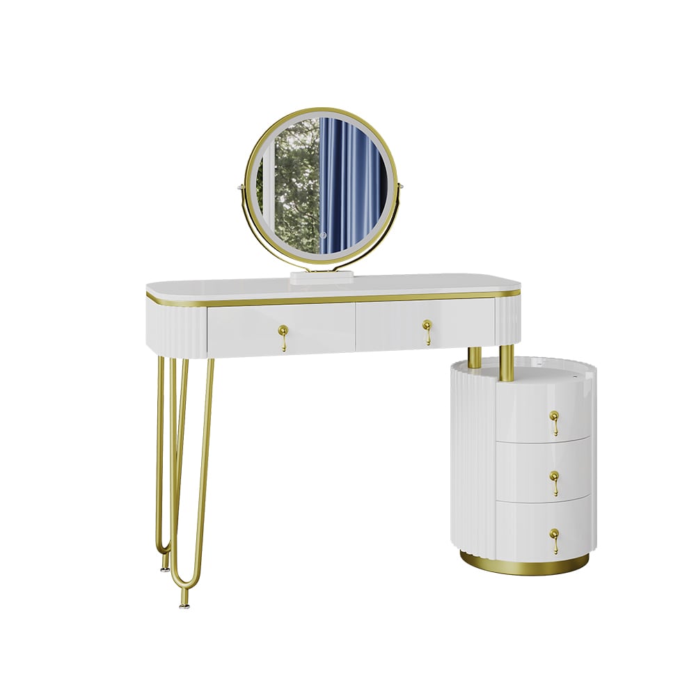 Coiffeuse avec miroir LED, Blanc 100 x 79cm