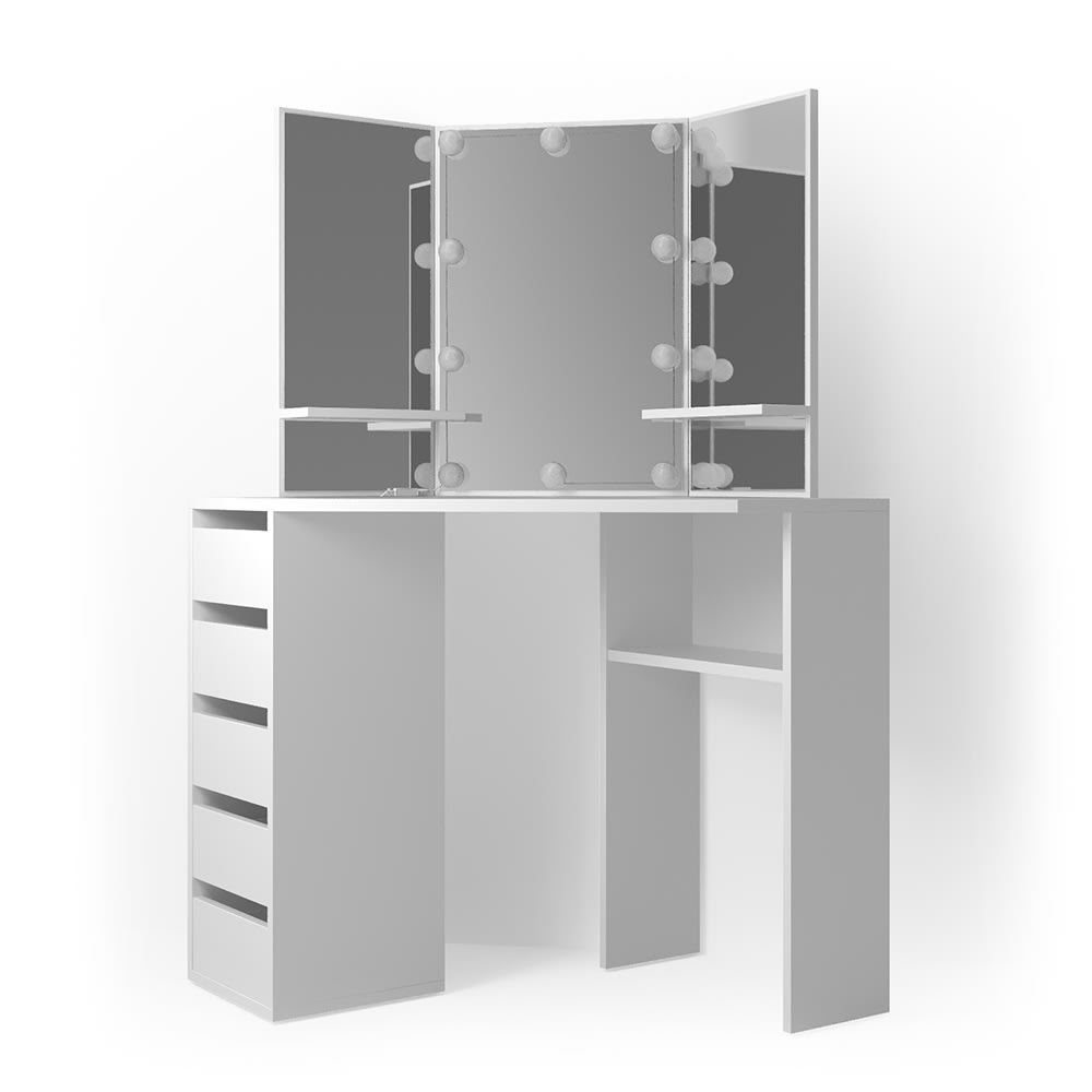 Coiffeuse avec éclairage LED, Blanc 110 x 141.5cm