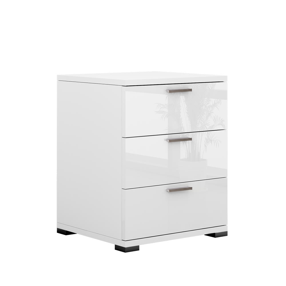 Vicco Nachttisch, Weiß Hochglanz 46.2 x 60cm style modern Weiß Spanplatte
