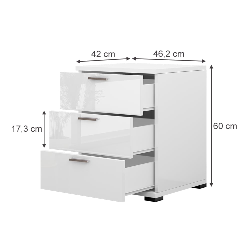 Table de chevet , blanc haute brillance 46.2 x 60cm