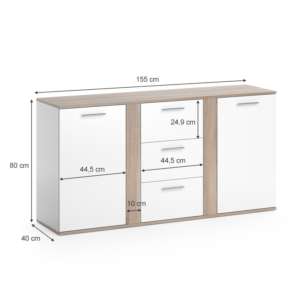 Sideboard mit Schubladen, Sonoma 155 x 80cm - Maisons Du Monde