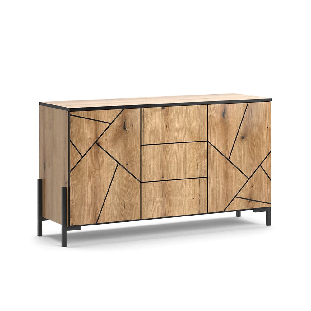 Vicco Kommode Eiche 124x69.6cm style modern Braun Spanplatte