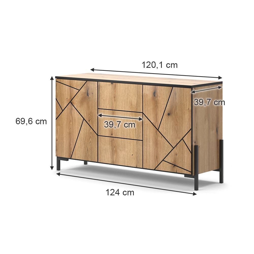 Commode avec tiroirs  chêne 124x69.6cm