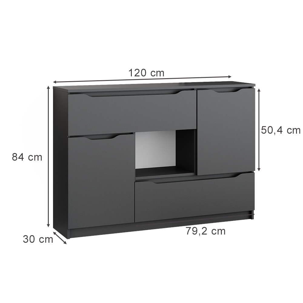 Sideboard, Anthrazit 120 x 84cm - Maisons Du Monde