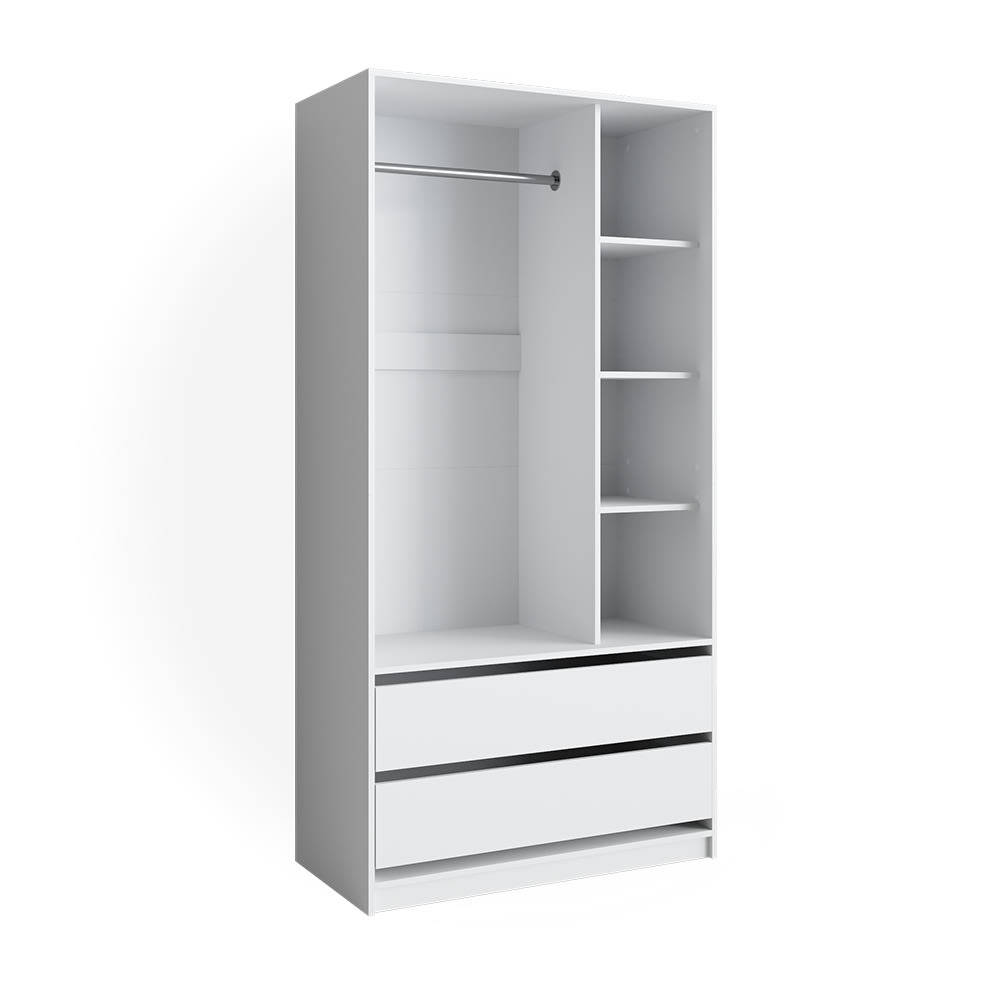 Armoire pour enfants avec 2 tiroirs, Blanc 100 x 200cm