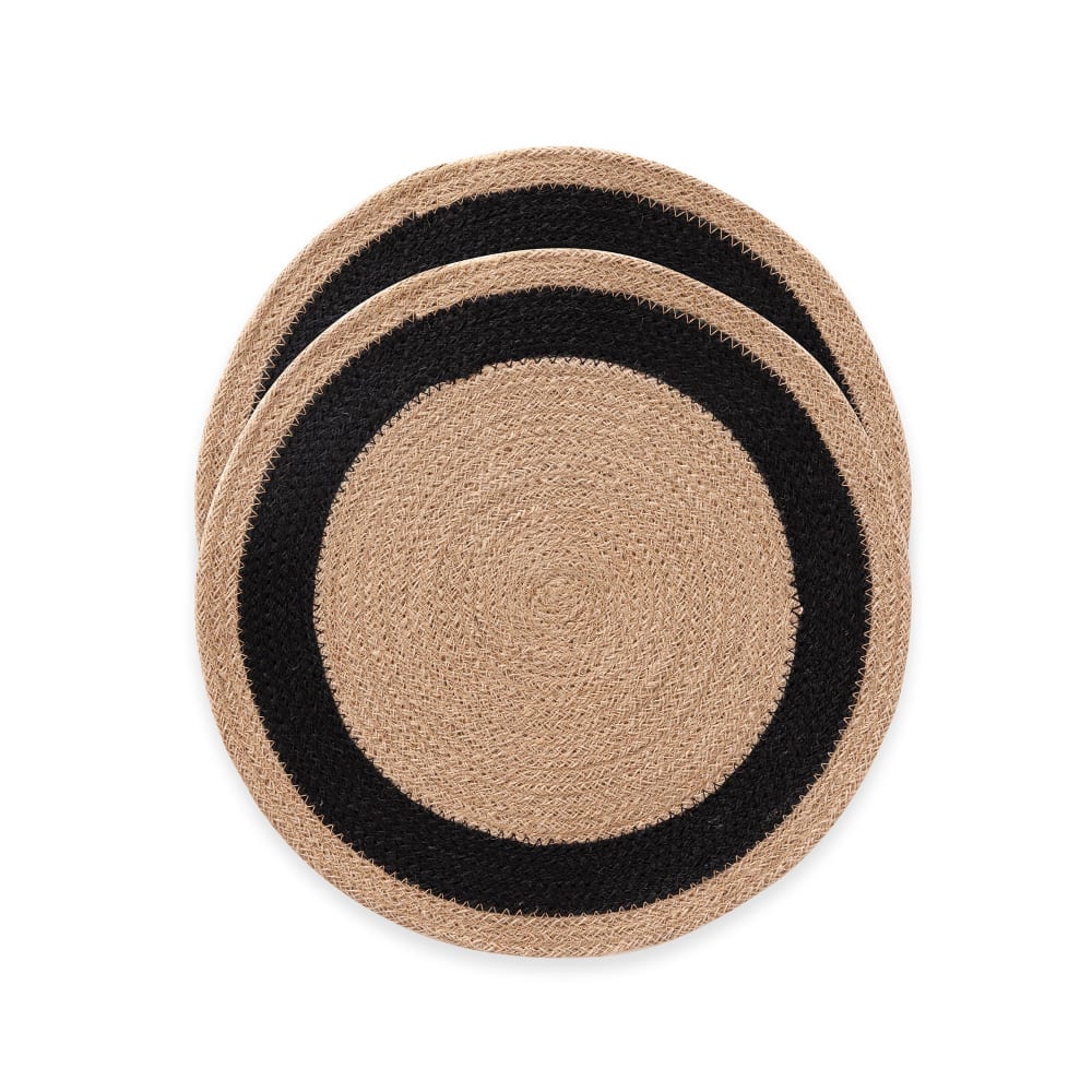 Gamusi 2er-Set Jute Tischsets rund 38x38 cm style landhaus Beige Jute