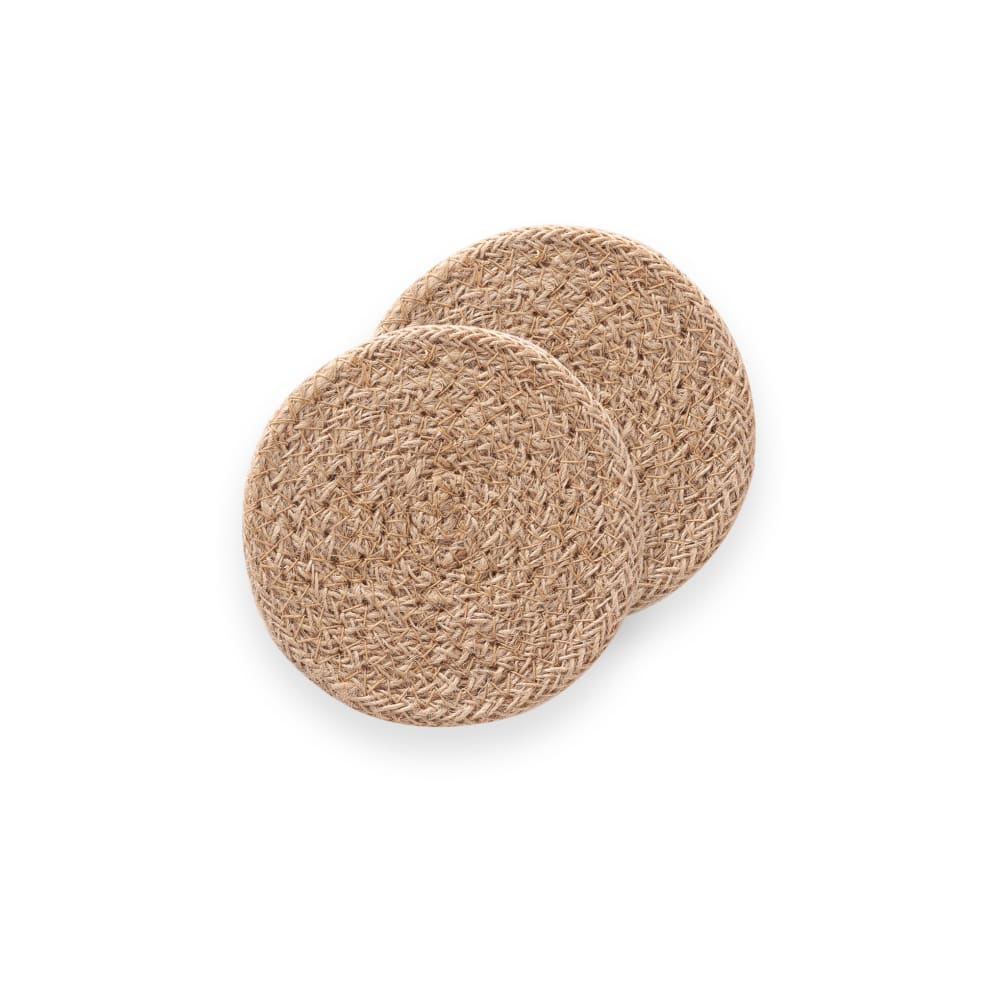 Gamusi 2er-Set Jute Tischsets rund 10x10 cm style landhaus Beige Jute
