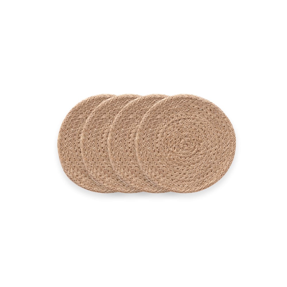 Gamusi 4er-Set Jute Tischsets rund 10x10 cm style landhaus Beige Jute
