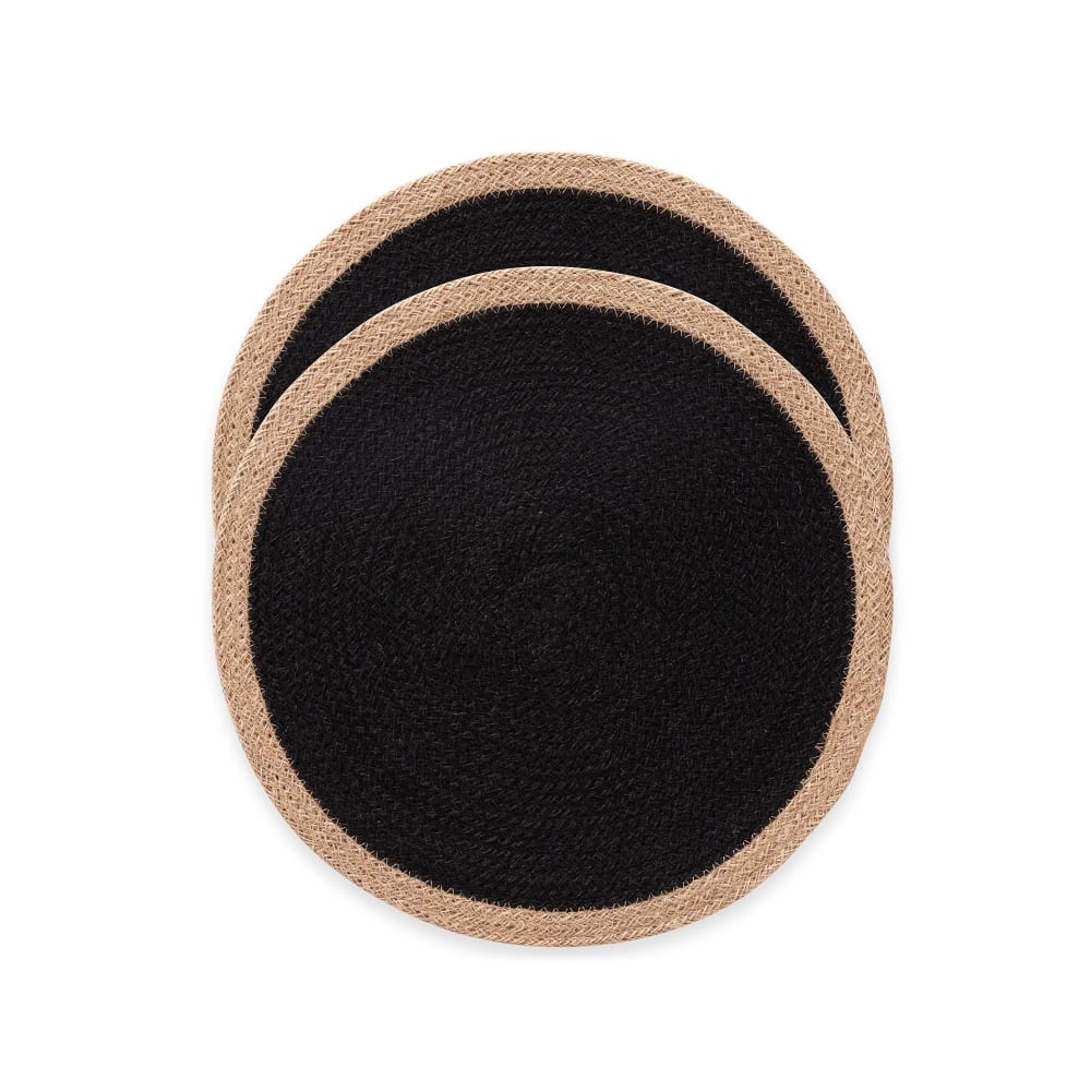 Lot 2 sets de table en jute ronde 38x38 cm