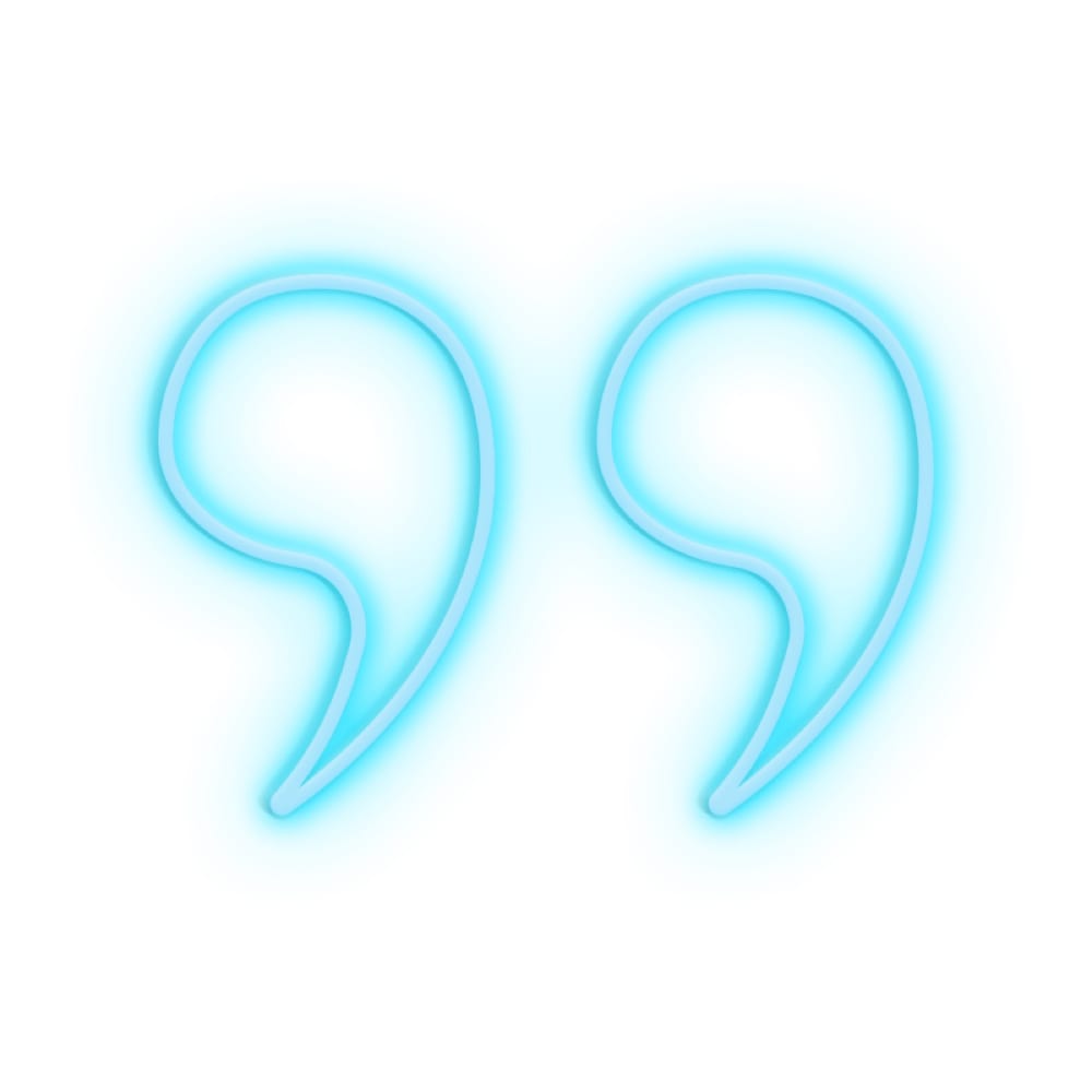 Eclairage néon guillemets inversés