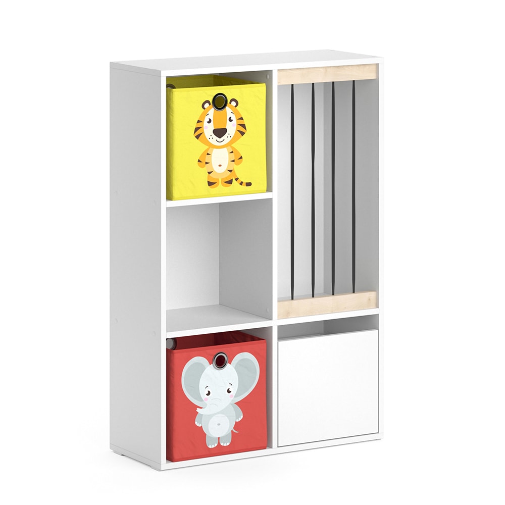 Vicco Kinderregal mit 2 Faltboxen opt.2, Weiß 72 x 107.8cm style modern WEISS SPANPLATTE Kinder