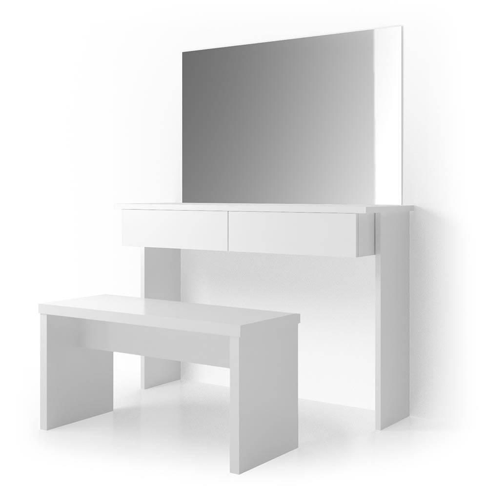 Coiffeuse avec banc, Blanc 120 x 83cm