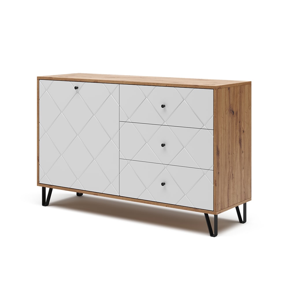 Vicco Kommode, Artisan-Eiche 128 x 78 cm style modern Braun Spanplatte