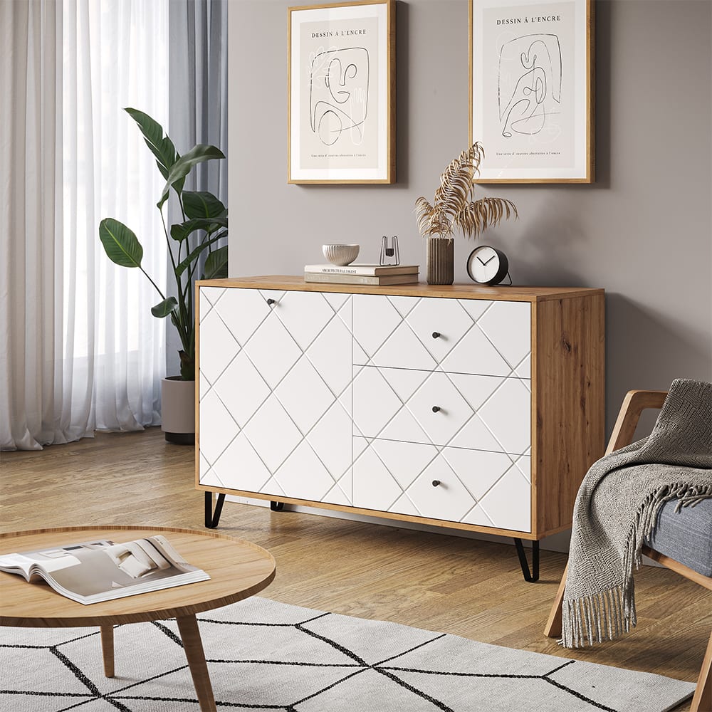 Commode avec tiroirs, Chêne Artisan 128 x 78 cm