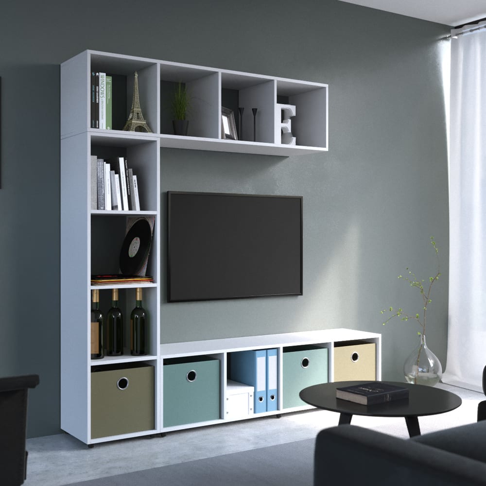 Meuble de rangement cube , Blanc 142.5 x 36.2cm