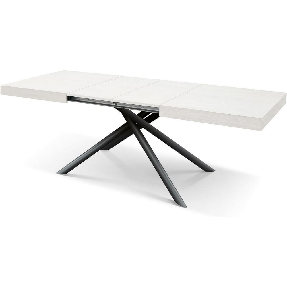Ausziehtisch weiße Esche, Gestell anthrazit, 140x90–220x90 cm -
