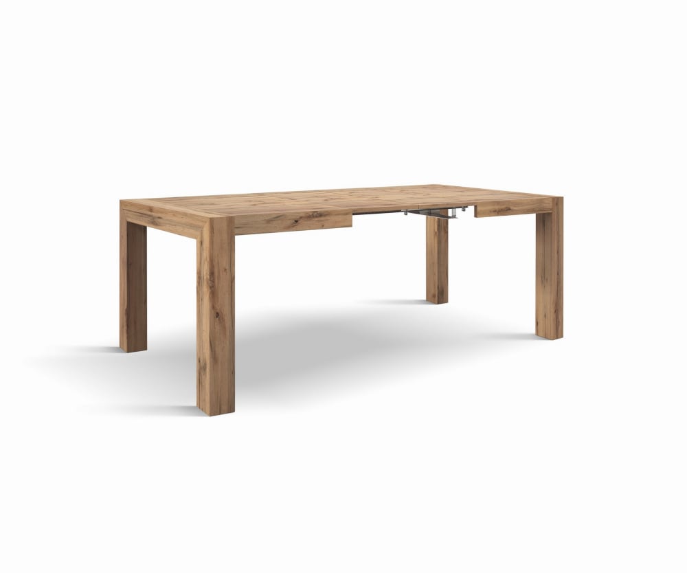 Table en bois, finition chêne rustique, ext.140x90-220x90cm