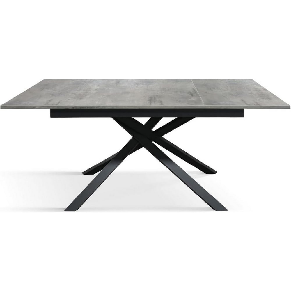 Ausziehtisch Zementgrau, Gestell anthrazit, 120x80–170x80 cm -