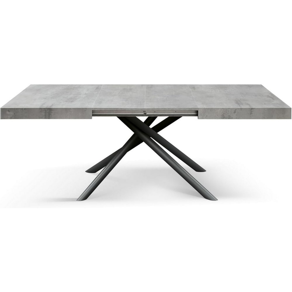 Ausziehtisch Zementgrau, Gestell anthrazit, 140x90–220x90 cm -