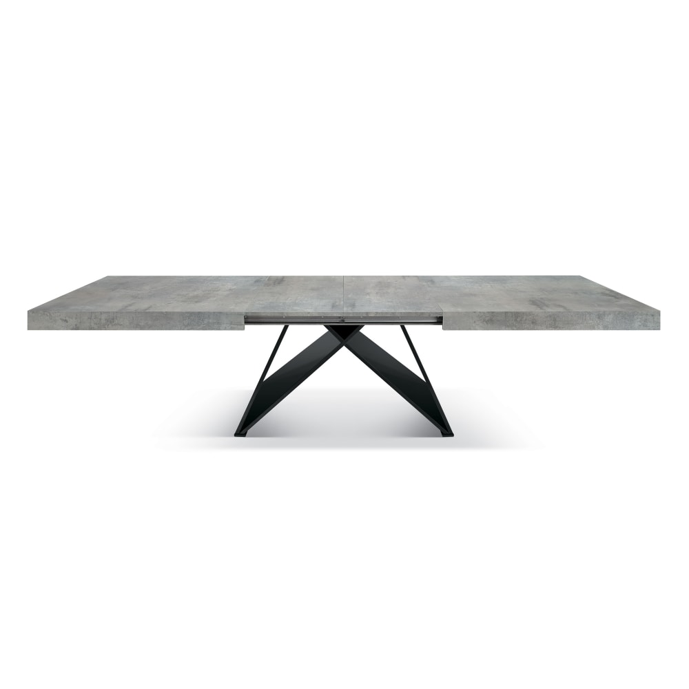 Ausziehtisch Zementgrau, Gestell anthrazit, 180x90–260x90 cm -