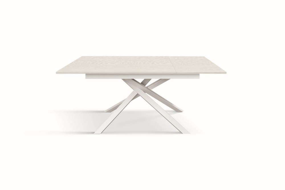 Ausziehtisch weiße Esche, Gestell weiß, 120x80–170x80 cm -