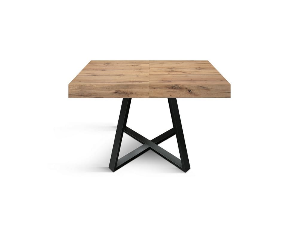 Ausziehtisch Eichenoptik, Gestell anthrazit, 95x90–145x90 cm -