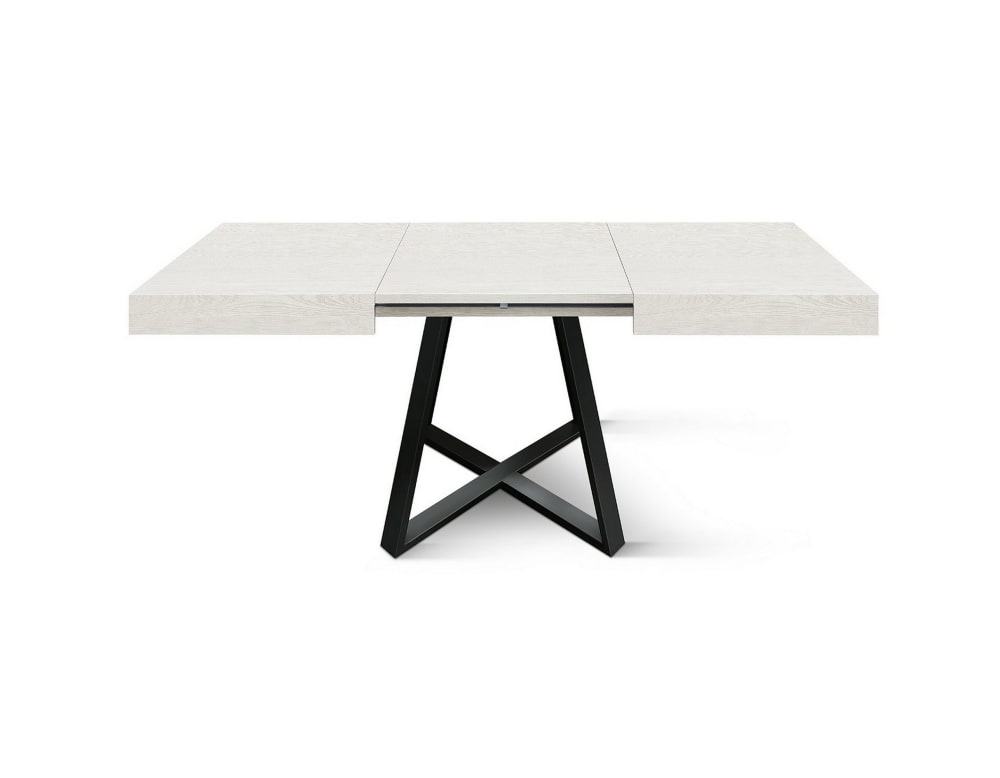 Ausziehtisch weiße Esche, Gestell anthrazit, 95x90–145x90 cm -