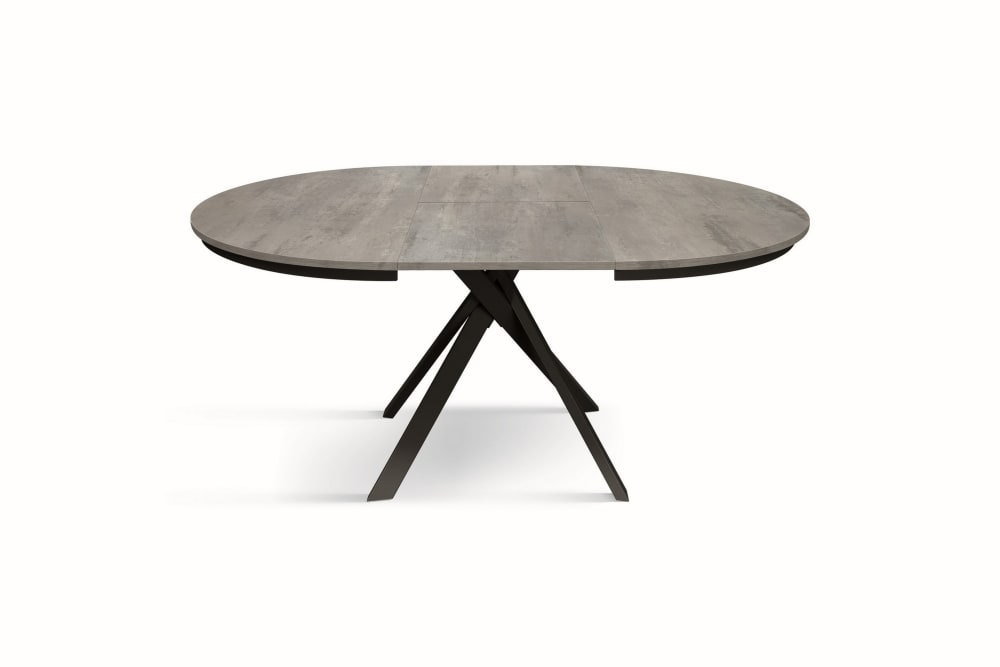 Runder Tisch Zementgrau, Metallbeine Anthrazit, 120–170 cm -