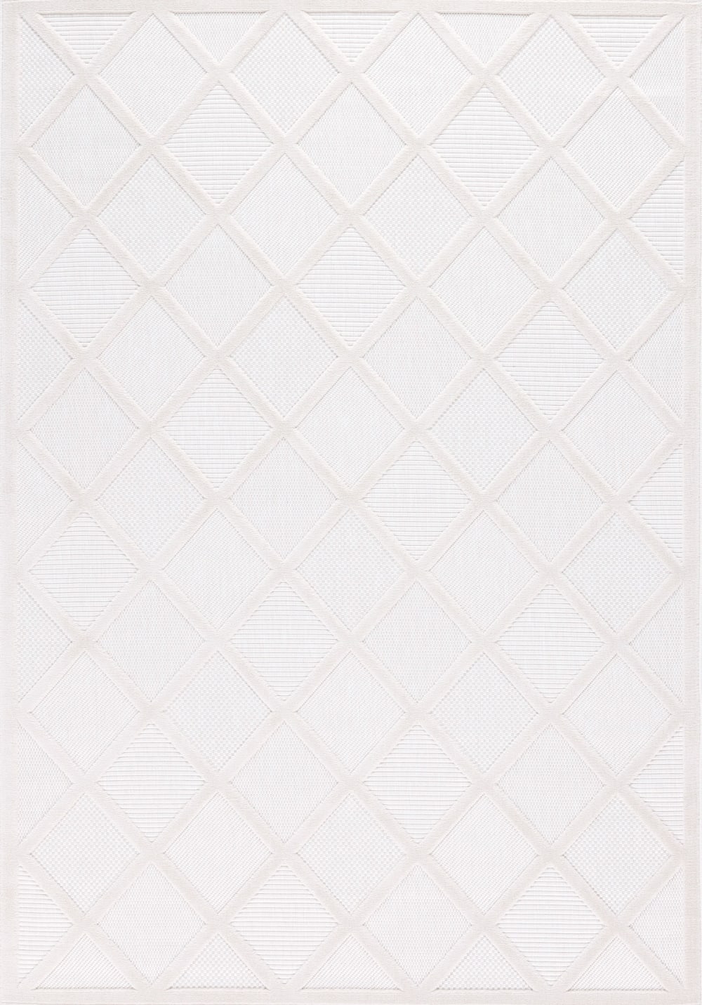 Tapis blanc intérieur et extérieur motif quadrillage 120x160 cm