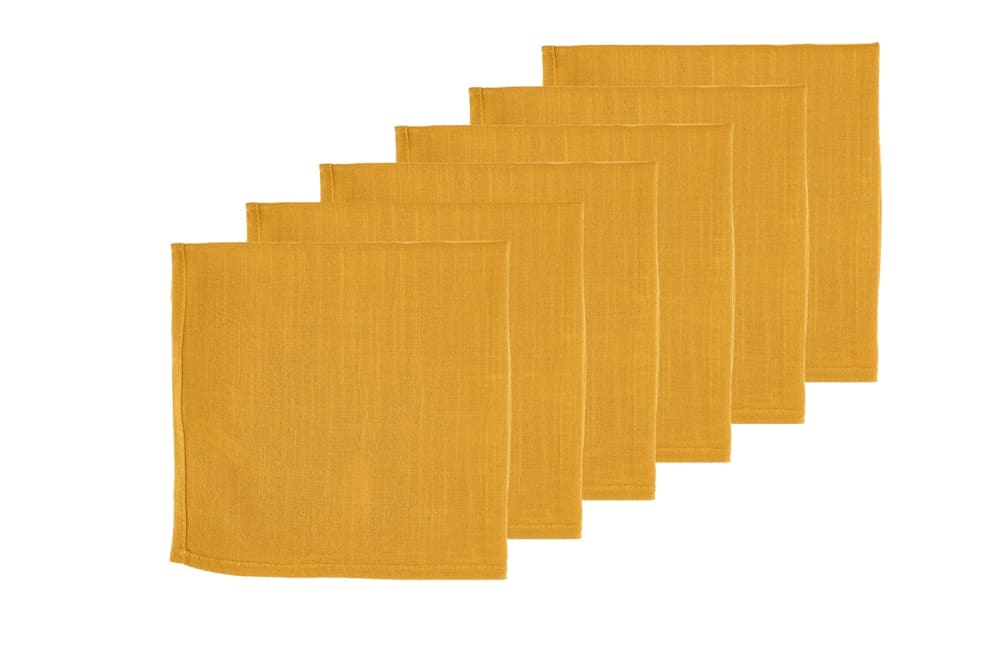 Serviette de table - 6 pièces - lin et coton jaune moutarde