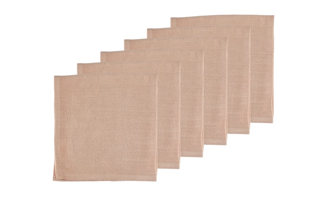 Serviette de table - 6 pièces - lin et coton rose pâle