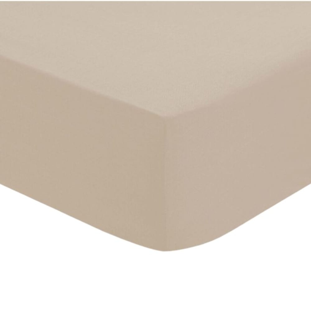 Drap housse en coton beige 90x190cm Drap housse en coton beige 90x190cm