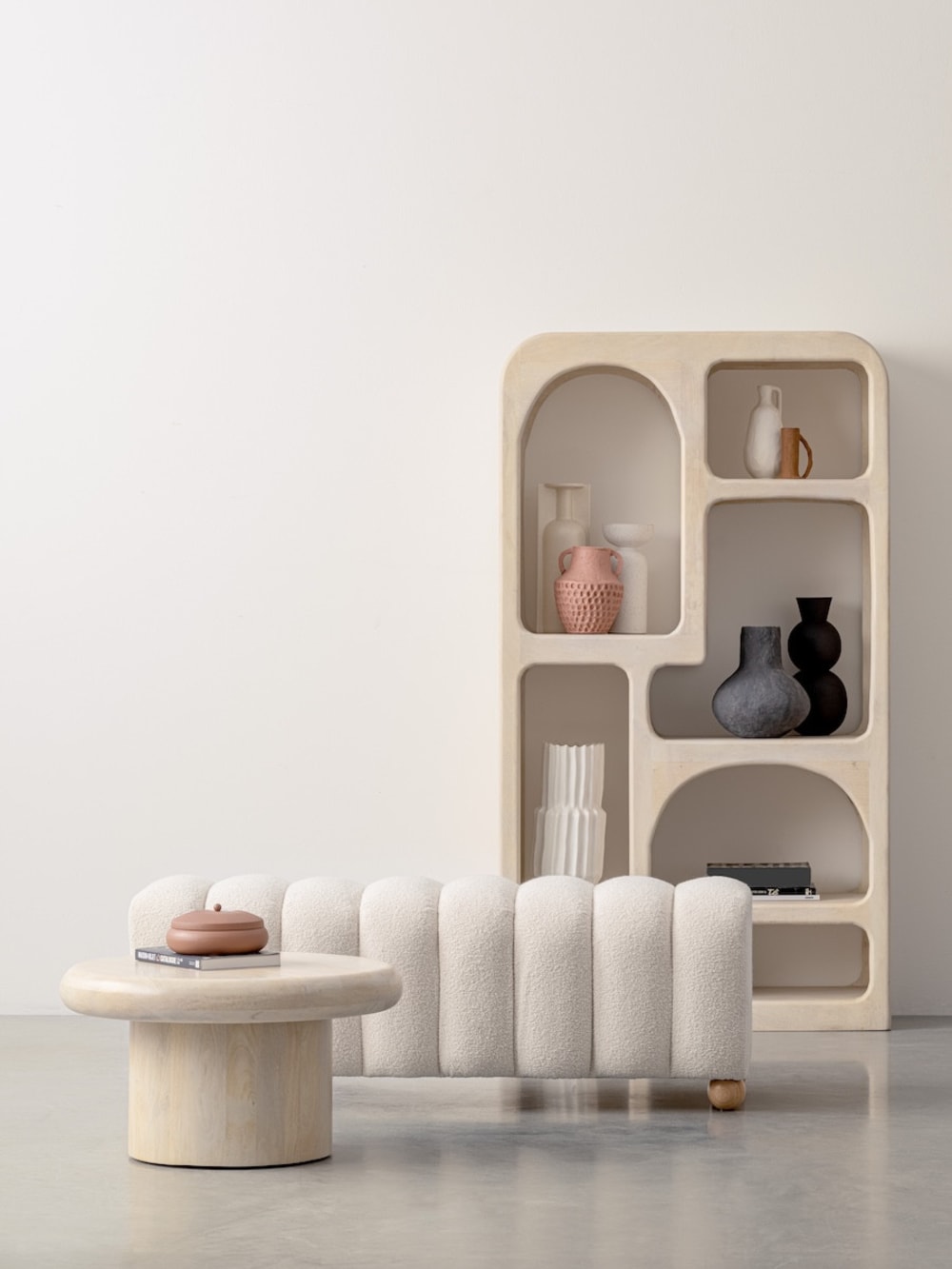 Zweisitzer-Bank aus ecrufarbenem Teddystoff - Maisons Du Monde